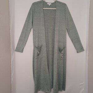 Women's LuLaRoe Green Lightweight Open Front Duster with Pockets Size Large